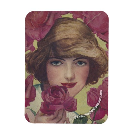 Vintage-Rose-Mädchen Magnet (Vertikal)