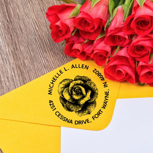 Vintage Rose Maßgebliche Rücksendeadresse Gummistempel