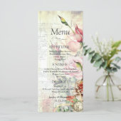 Vintage Rose Menükarte (Stehend Vorderseite)