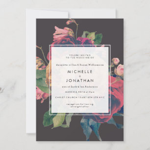 Vintage Rose mit Blumenbezug Einladung