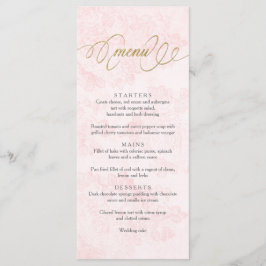 Vintage Rose mit Hochzeitmenü in Rosa Menükarte