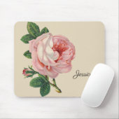 Vintage Rose mit Ihrem Namen Mousepad (Mit Mouse)
