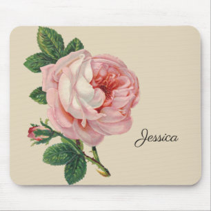 Vintage Rose mit Ihrem Namen Mousepad