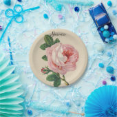 Vintage Rose mit Ihrem Namen Pappteller (Party)