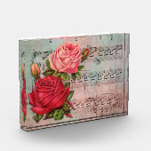 Vintage Rose mit Musiknoten Fotoblock (Links)