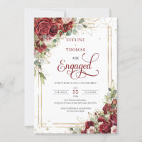 Vintage Rose mit Rot und Rot, Goldrahmen Verlobung