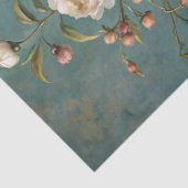 Vintage Rose mit Schambeinröte in blauer Vase Seidenpapier (Detail)