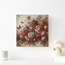 Vintage Rose mit Schmetterlingen