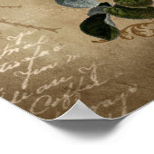 Vintage Rose mit Skript. Poster (Ecke)