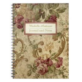 Vintage Rose mit Weinnamen Notizblock