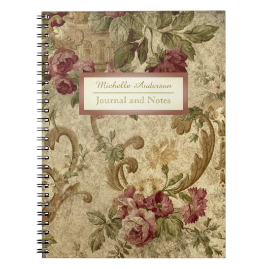 Vintage Rose mit Weinnamen Notizblock (Vorderseite)