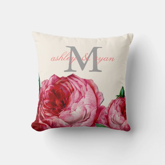 VINTAGE ROSE MONOGRAMM PILLOW KISSEN (Vorderseite)