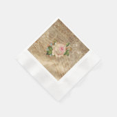 Vintage Rose Musikernotes Paper Cocktail Napkin Serviette (Ecke)