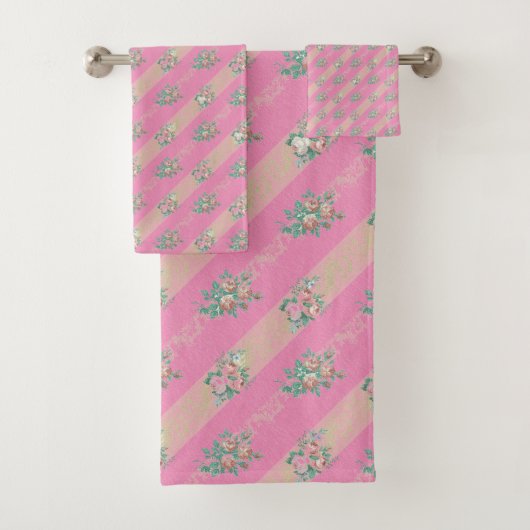 Vintage Rose Muster - Badetuch Set (Insitu)