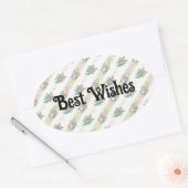 Vintage Rose Muster - Beste Wunschaufkleber Ovaler Aufkleber (Umschlag)