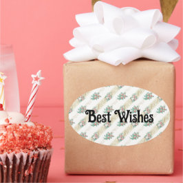 Vintage Rose Muster - Beste Wunschaufkleber Ovaler Aufkleber