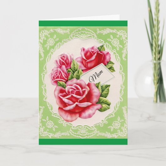 Vintage Rose Muttertag Karte (Vorderseite)
