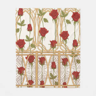 Vintage Rose - nahtloses Muster, Kunstgeschichte  Fleecedecke