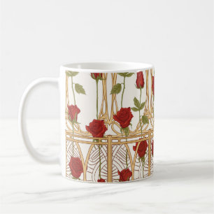 Vintage Rose - nahtloses Muster, Kunstgeschichte Kaffeetasse