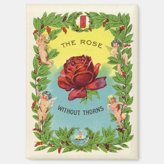 Vintage Rose ohne Thorns Cherubs Magnet (Vorderseite)