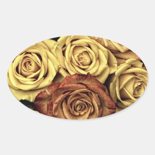 Vintage Rose Ovaler Aufkleber (Vorderseite)