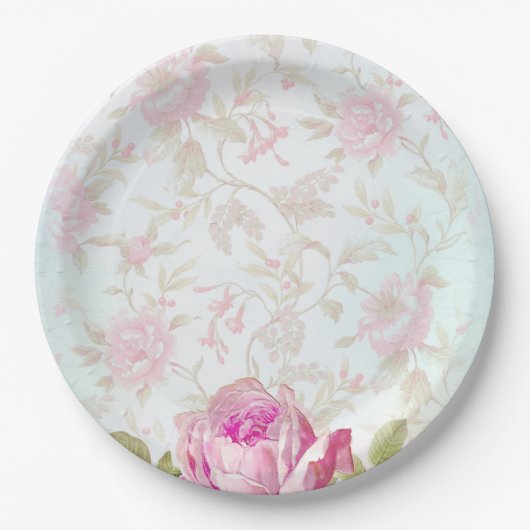 Vintage Rose Pappteller (Vorderseite)