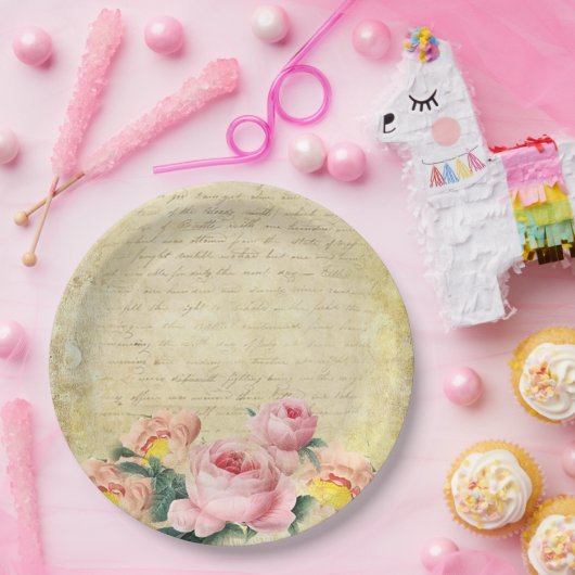 Vintage Rose Pappteller (Party)