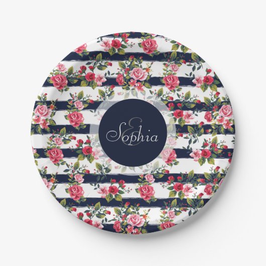 Vintage Rose Pappteller (Vorderseite)