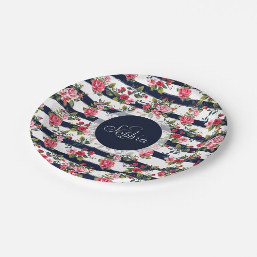 Vintage Rose Pappteller (Schrägansicht)