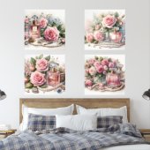 Vintage Rose Parfüm und Perlen (4) Set drucken (Schlafzimmer)