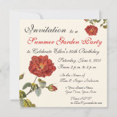 Vintage Rose Party Botanischer Geburtstagsgarten Einladung (Rückseite)