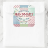 Vintage Rose Patchwork-Steppdecke Nähen Quadratischer Aufkleber (Tasche)