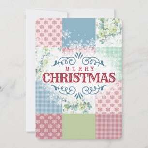 Vintage Rose Patchwork Steppdecke nähen Weihnachts Feiertagskarte