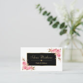 Vintage Rose Pellrosa Blütengoldherz Visitenkarte (Stehend Vorderseite)