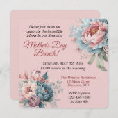 Vintage Rose Peonies Blumenmüttertag Brunch Einladung (Vorne/Hinten)