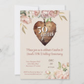 Vintage Rose Peony 50. Hochzeitstag Einladung (Vorderseite)