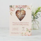 Vintage Rose Peony 50. Hochzeitstag Einladung (Stehend Vorderseite)