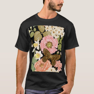 Vintage Rose Peonys: Schwarzes Blumenmuster T-Shirt