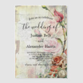 Vintage Rose Pergament Einladungen (Vorderseite)