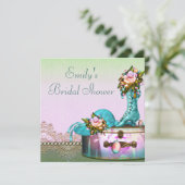 Vintage Rose Perlen Rosa Brautparty Einladung (Stehend Vorderseite)