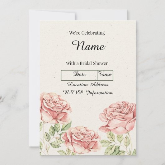 Vintage Rose Personalisiert Einladung (Vorderseite)