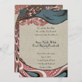Vintage Rose Pfau Linen Hochzeit Einladung (Vorne/Hinten)