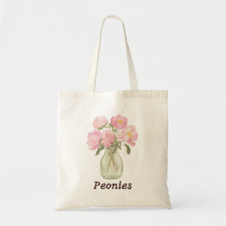 Vintage-Rose-Pfingstrosen-Aquarell-Kunst - Botanis Tragetasche