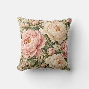 Vintage-Rosé-Pfingstrosen-Garten Romantische Flora Kissen
