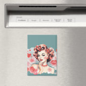 Vintage Rose Pin-Up Magnet – Ruby Rose | Romantic  (In Situ (Geschirrspüler))