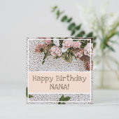 Vintage Rose Pink Bouquet Crochet Schönes Geburtst Karte (Stehend Vorderseite)