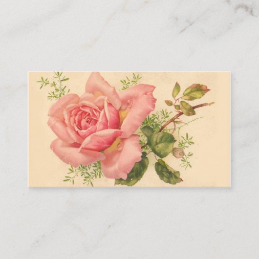 Vintage Rose Pink Feminine Visitenkarte (Vorderseite)