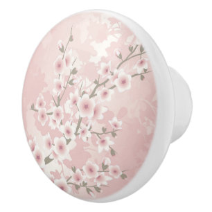 Vintage Rosé Pink Kirschblüte Keramikknauf
