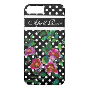 Vintage Rose Pink-Weiß-Polka-Punkte monogrammatisc Case-Mate iPhone Hülle