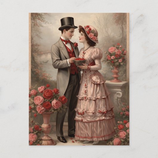 Vintage Rose Postcard Back | Elegant Victorian Postkarte (Vorderseite)